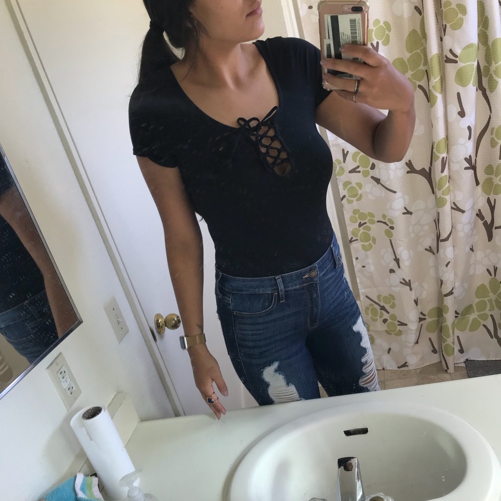 Lace up body suit